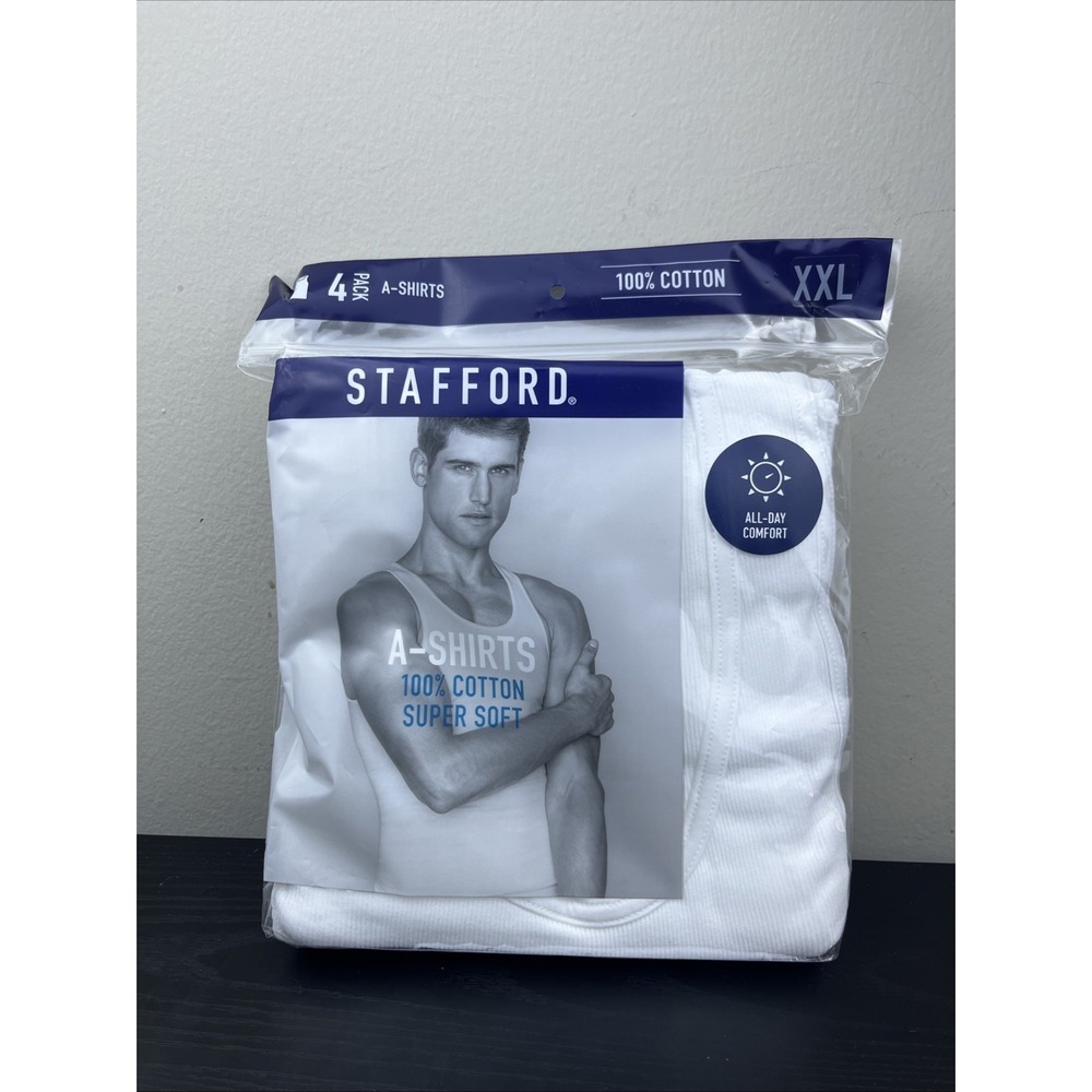 Stafford Super Soft A-Shirts Ribbed Tank Tops 4-Pack XXL 100% Cotton